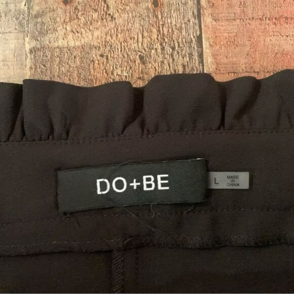 Do + Be womens paper bag style black carrier wear work pants with belt -L - Picture 5 of 10